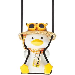 Swinging Duck Car Hanging Ornament, Cute Swing Duck Pendant Interior Rearview Mirror Decoration and Car Rear View Mirrior Hanging Accessories (Bottle duck)
