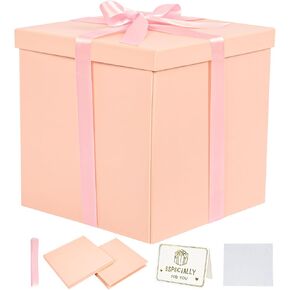 صندوق هدايا، علب هدايا سوداء مقاس 9 × 9 × 9 بوصات مع أغطية للهدايا، صندوق هدايا عيد ميلاد مربع مع شريط وبطاقة لحفلات الزفاف، وحفلات استقبال المولود الجديد، ووصيفة العروس، وعيد الميلاد، والذكرى السنوية in Kuwait