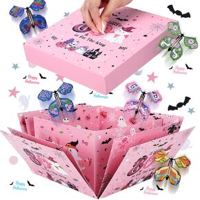 Welpurch Butterfly Explosion Gift Box, Pink Halloween Unique Exploding Surprise Gift Box, Surprise Flying Butterfly Box, Exploding Gift Box with 10 Pcs Flying Butterfly for Halloween (Pink)
