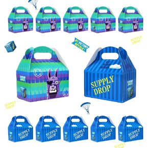 Video Game Llama Goodie Bags, 16 Pcs Treat Boxes Cookie Gable Boxes with Handle Party Boxes for Battle Gamers Birthday Party Supplies Decorations Favors(5.9 x 3.5 x 3.6 Inch)