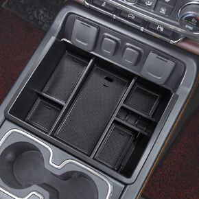 TACOBRO Full Center Console Organizer Compatible with 2014-2018 Sierra 1500 /Silverado 1500 Accessories 2015-2019 Silverado/Sierra 2500 3500HD Compartment Cover Insert Tray Storage, Blue