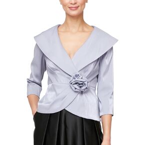 Alex Evenings Women's Petite Flower Side Close Blouse, Lavendar