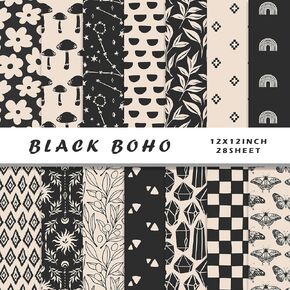 28 Boho Scrapbook Paper, 12"X12" Inch Scrapbook Paper, 90 lb/160 gsm Scrapbook Paper Double-Side Print (BOHO 2)