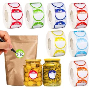 3500pcs Removable Days of The Week Stickers Round, from Monday to Sunday Food Label Weekday Stickers Dissolvable Food Tab Tag Waterproof Expiration Date Decal for Fruit Container Kitchen Restaurant