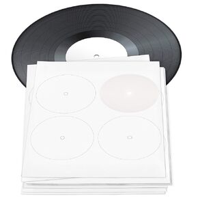TunePhonik Vinyl Record Center Label with Hole for 12 Inch LPs - 12Lx9Hx1W-Inch White Replacement Labels for Worn and Damaged Center Labels on Vinyl Records - 10 Sheets with 4 Sticky Labels Each
