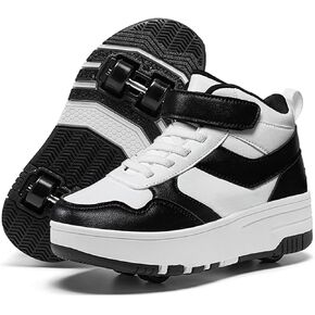 Nsasy Kids Roller Shoes Girls Boys Fashion Sneakers High-Top 4 Wheels Detachable Roller Skates Shoes