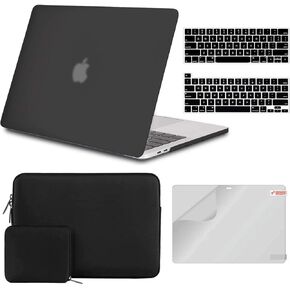 iCasso Case Compatible with MacBook Air 13 inch Case 2020 2019 2018 A2337 M1/A2179/A1932 Touch ID, Hard Shell Case, Sleeve, Screen Protector, Keyboard Cover for MacBook Air 13'' with Small Bag - Black