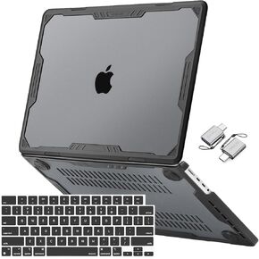 MOSISO Compatible with MacBook Pro 14 inch Case 2024-2021 M4 M3 M2 M1 A3112 A3185 A3401 A2918 A2992 A2779 A2442, Symmetric Geometric Heavy Duty TPU Bumper Hard Shell&Keyboard Cover&Type C, Black