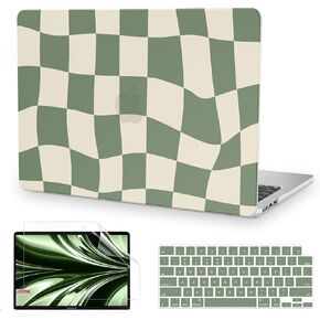 Anban Compatible with MacBook Air 13 inch Case 2024 2023 2022 Release M3 A3113 M2 A2681, Plastic Hard Shell Case for MacBook Air 13.6 inch+Keyboard Cover+Screen Protector, Green Chessboard