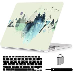 LanBaiLan Case Compatible for MacBook Air 13.6 inch M3 M2 Chip 2022 2023 2024 Release with Liquid Retina Display Touch ID Model A2681 A3113, Plastic Hard Shell Case & Keyboard Cover, Watercolor Flower