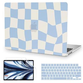 Anban متوافق مع حافظة MacBook Air 13 بوصة 2024 2023 2022 إصدار M3 A3113 M2 A2681، حافظة بلاستيكية صلبة لجهاز MacBook Air 13.6 بوصة + غطاء لوحة مفاتيح + واقي شاشة، رقعة شطرنج خضراء