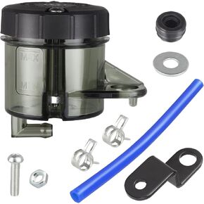 Motorcycle Brake Reservoir Brake Reservoir Front Fluid Bottle Motorbike Main Clutch Oil Cup Cylinder with Bracket Oil Tube Clamps,60ML Universal.