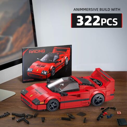 VGD Car Building Kit with Display Case, Cool Collectible Model Super Race Car Building Blocks Set, 1:24 Scale Collectible Model Cars Set for Kids Boys Girls Adults Sportscar Lovers Kids - 322PCS in Saudi Arabia