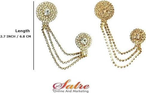 سلسلة تعليق دائرية الشكل مكونة من ثلاث طبقات مع بروش ماسي أبيض وبني/ساري أو دبوس أمان، مجموعة بروش حجاب 2 (قطعتان) in Kuwait