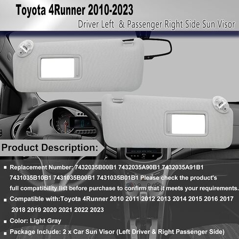واقي الشمس الأيسر للسائق متوافق مع Toyota 4Runner 2010-2023 يستبدل # 7432035B00E1 7432035A90E1 7432035A91E1 اللون: بيج رملي in Saudi Arabia