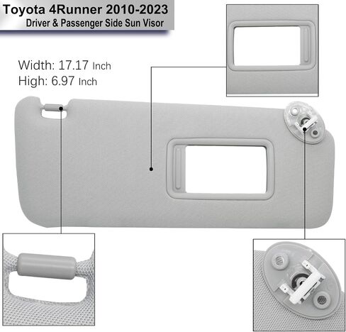 واقي الشمس الأيسر للسائق متوافق مع Toyota 4Runner 2010-2023 يستبدل # 7432035B00E1 7432035A90E1 7432035A91E1 اللون: بيج رملي in Saudi Arabia