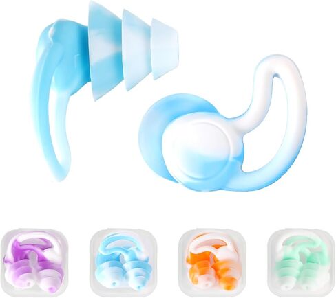 4 Pairs Ear Plugs for Noise Reduction, Silicone Swimming Earplugs Reusable Sleeping Earplugs Waterproof Ear Plugs for Swimming Surfing Sleeping Hearing Protection (Fishtail Style) in Saudi Arabia
