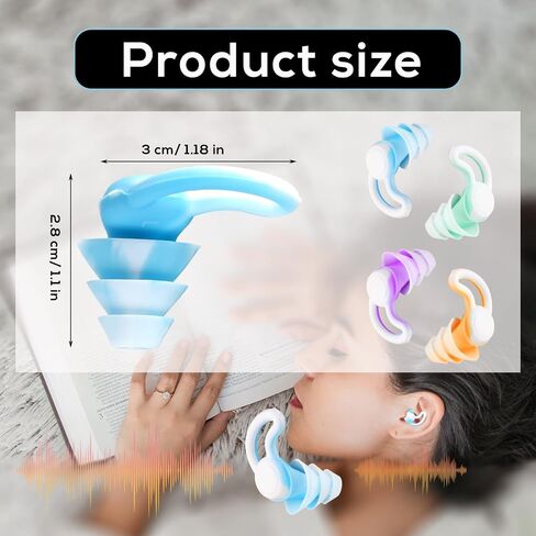 4 Pairs Ear Plugs for Noise Reduction, Silicone Swimming Earplugs Reusable Sleeping Earplugs Waterproof Ear Plugs for Swimming Surfing Sleeping Hearing Protection (Fishtail Style) in Saudi Arabia