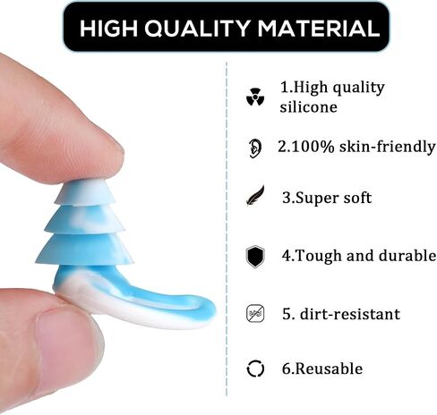 4 Pairs Ear Plugs for Noise Reduction, Silicone Swimming Earplugs Reusable Sleeping Earplugs Waterproof Ear Plugs for Swimming Surfing Sleeping Hearing Protection (Fishtail Style) in Saudi Arabia