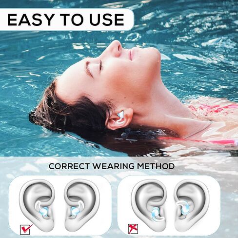 4 Pairs Ear Plugs for Noise Reduction, Silicone Swimming Earplugs Reusable Sleeping Earplugs Waterproof Ear Plugs for Swimming Surfing Sleeping Hearing Protection (Fishtail Style) in Saudi Arabia