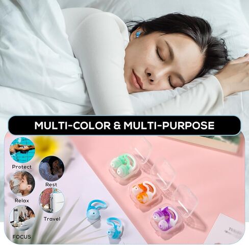 4 Pairs Ear Plugs for Noise Reduction, Silicone Swimming Earplugs Reusable Sleeping Earplugs Waterproof Ear Plugs for Swimming Surfing Sleeping Hearing Protection (Fishtail Style) in Saudi Arabia