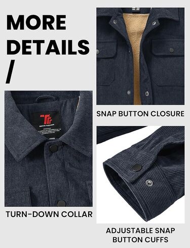 TBMPOY Men's Corduroy Jacket Sherpa Fleece Lined Jackets Warm Winter Trucker Work Casual Hiking Coat with 5 Pockets in Kuwait
