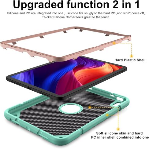 حافظة لجهاز iPad الجيل العاشر 10.9 بوصة 2022، حافظة iPad 10 مع مسند، غطاء واقٍ متين مقاوم للصدمات 2 في 1 مع حامل مدمج (أسود وأزرق) in Kuwait