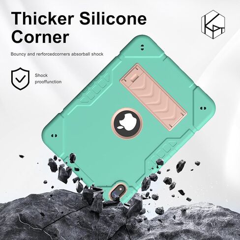 حافظة لجهاز iPad الجيل العاشر 10.9 بوصة 2022، حافظة iPad 10 مع مسند، غطاء واقٍ متين مقاوم للصدمات 2 في 1 مع حامل مدمج (أسود وأزرق) in Kuwait