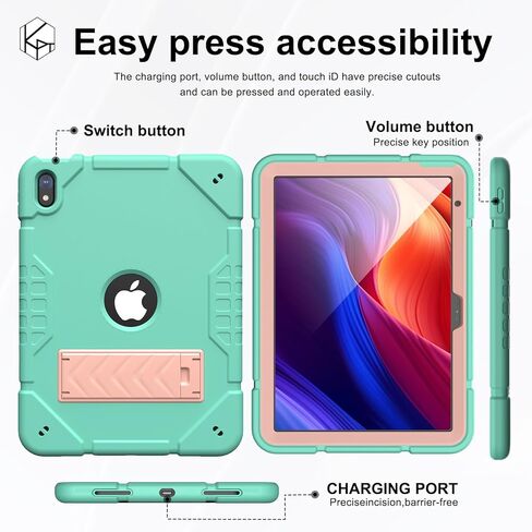 حافظة لجهاز iPad الجيل العاشر 10.9 بوصة 2022، حافظة iPad 10 مع مسند، غطاء واقٍ متين مقاوم للصدمات 2 في 1 مع حامل مدمج (أسود وأزرق) in Kuwait