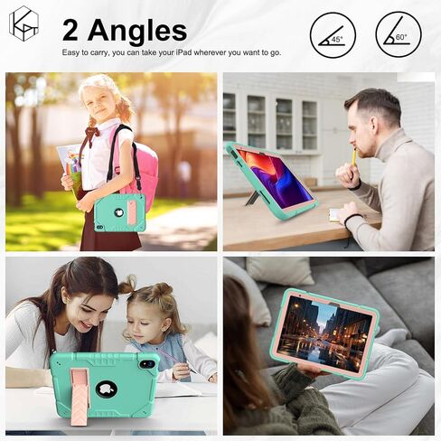 حافظة لجهاز iPad الجيل العاشر 10.9 بوصة 2022، حافظة iPad 10 مع مسند، غطاء واقٍ متين مقاوم للصدمات 2 في 1 مع حامل مدمج (أسود وأزرق) in Kuwait