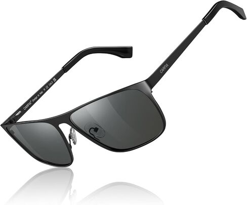 CARFIA Spring Hinge Metal Polarized Sunglasses for Men UV400 Protection Lightweight Rectangular Sun Glasses in Kuwait