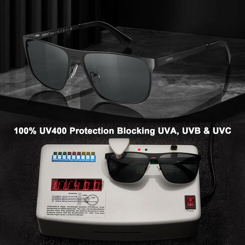 CARFIA Spring Hinge Metal Polarized Sunglasses for Men UV400 Protection Lightweight Rectangular Sun Glasses in Kuwait