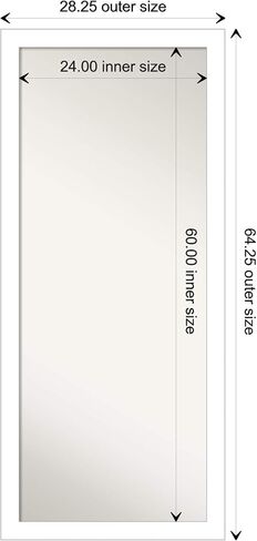 Amanti Art Wall Mirror Full Length Mirror (64.5 x 28.5 in.) Full Body Mirror, Mosaic White Floor Mirror Full Length Mirror for Bedroom or Living Room Decor, White Mirror, Casual Mirror from WI, USA in Kuwait