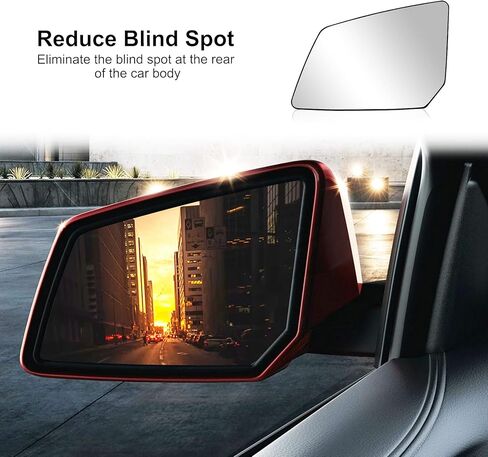 Heated Mirror Glass Replacement with Backing Plate Heated Defrost Glass Fit for Chevy Traverse GMC Acadia Saturn Outlook 2007-2017 Replace 15951926, 33223 (Left Driver Side) in Kuwait
