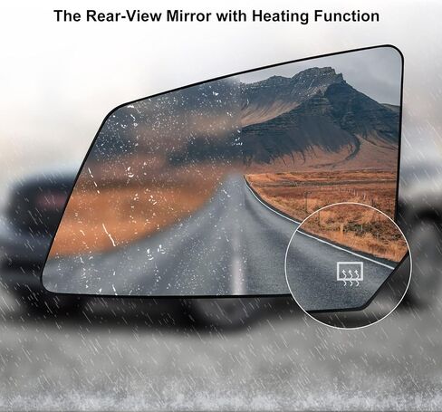 Heated Mirror Glass Replacement with Backing Plate Heated Defrost Glass Fit for Chevy Traverse GMC Acadia Saturn Outlook 2007-2017 Replace 15951926, 33223 (Left Driver Side) in Kuwait