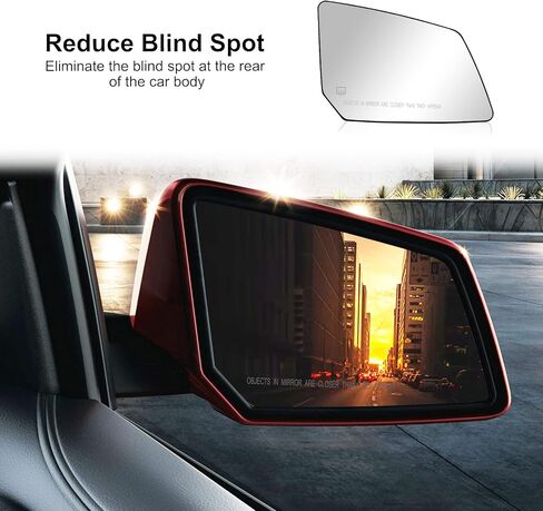 Heated Mirror Glass Replacement with Backing Plate Heated Defrost Glass Fit for Chevy Traverse GMC Acadia Saturn Outlook 2007-2017 Replace 15951926, 33223 (Left Driver Side) in Kuwait