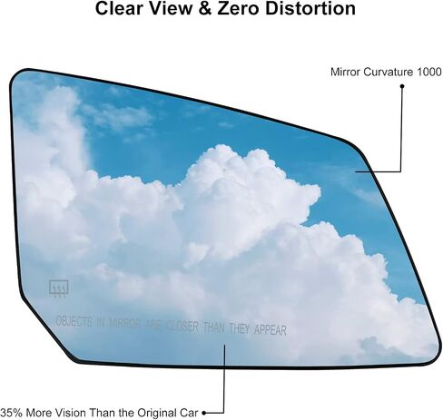 Heated Mirror Glass Replacement with Backing Plate Heated Defrost Glass Fit for Chevy Traverse GMC Acadia Saturn Outlook 2007-2017 Replace 15951926, 33223 (Left Driver Side) in Kuwait
