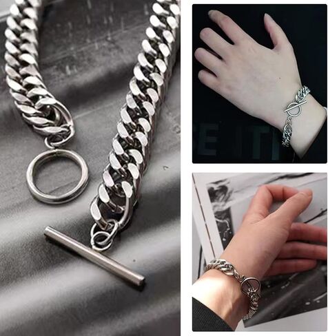 YANCHUN Mens Bracelet Silver Bracelet for Men Chain Bracelet 14K Gold Plated Cuban Link Bracelet Set for Men Stackable Bracelets Gifts for Him in Kuwait
