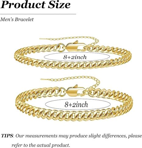 YANCHUN Mens Bracelet Silver Bracelet for Men Chain Bracelet 14K Gold Plated Cuban Link Bracelet Set for Men Stackable Bracelets Gifts for Him in Kuwait