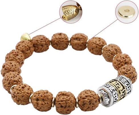 Authentic Rudraksha Bracelet 5face - Rudraksha Beads Mala-Suitable for Yoga, Meditation and Wearing - No Chemical, Wax and Color Treatment in Saudi Arabia