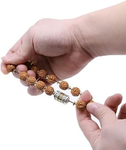 Authentic Rudraksha Bracelet 5face - Rudraksha Beads Mala-Suitable for Yoga, Meditation and Wearing - No Chemical, Wax and Color Treatment in Saudi Arabia