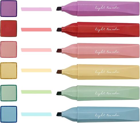 6 Assorted Vintage Retro Colors Highlighters, Chisel Tip Dry-Quickly Markers Lipstick Shaped with Transparent Cap for School and Office Home(CS-H816) in Kuwait