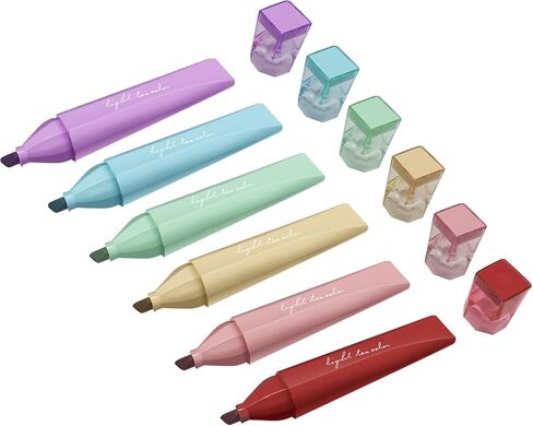 6 Assorted Vintage Retro Colors Highlighters, Chisel Tip Dry-Quickly Markers Lipstick Shaped with Transparent Cap for School and Office Home(CS-H816) in Kuwait