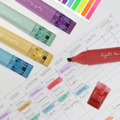 6 Assorted Vintage Retro Colors Highlighters, Chisel Tip Dry-Quickly Markers Lipstick Shaped with Transparent Cap for School and Office Home(CS-H816) in Kuwait
