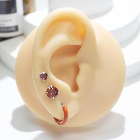 Surgical Steel Stud Hoop Earrings for Women Men, Hypoallergenic 20G Screw Back Earrings Small Huggie Hoop Earrings Flat Back Stud Earrings CZ Stud Earrings Set for Multiple Piercing Dainty Cartilage Earrings in Kuwait