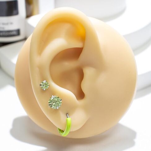 Surgical Steel Stud Hoop Earrings for Women Men, Hypoallergenic 20G Screw Back Earrings Small Huggie Hoop Earrings Flat Back Stud Earrings CZ Stud Earrings Set for Multiple Piercing Dainty Cartilage Earrings in Kuwait