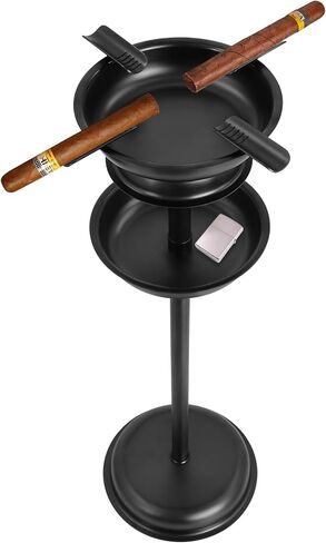 Cigar Ashtray Floor Standing for Patio, Detachable Accessory Tray, Stable Polished Stainless Steel Ashtray for Indoor/Outdoor Use, Standing Ashtray for Cigar Enthusiast in Saudi Arabia