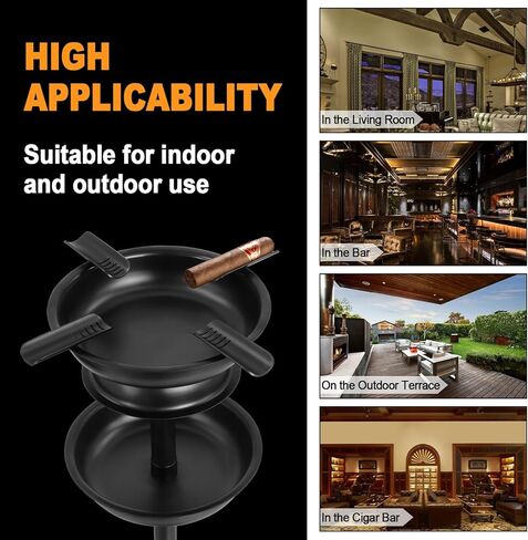 Cigar Ashtray Floor Standing for Patio, Detachable Accessory Tray, Stable Polished Stainless Steel Ashtray for Indoor/Outdoor Use, Standing Ashtray for Cigar Enthusiast in Saudi Arabia