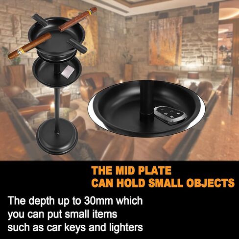 Cigar Ashtray Floor Standing for Patio, Detachable Accessory Tray, Stable Polished Stainless Steel Ashtray for Indoor/Outdoor Use, Standing Ashtray for Cigar Enthusiast in Saudi Arabia