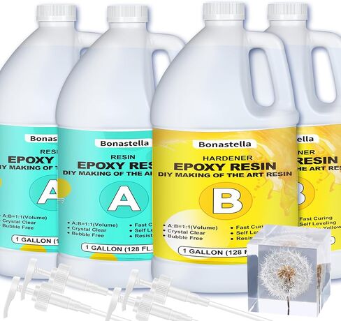 4GALLON Epoxy Resin Kit - Crystal Clear Resin Epoxy Kit: Not Yellowing and No Bubble Self Leveling, for Tabletops, Coating, Casting, Wood & Resin Molds, Jewelry Making in Saudi Arabia